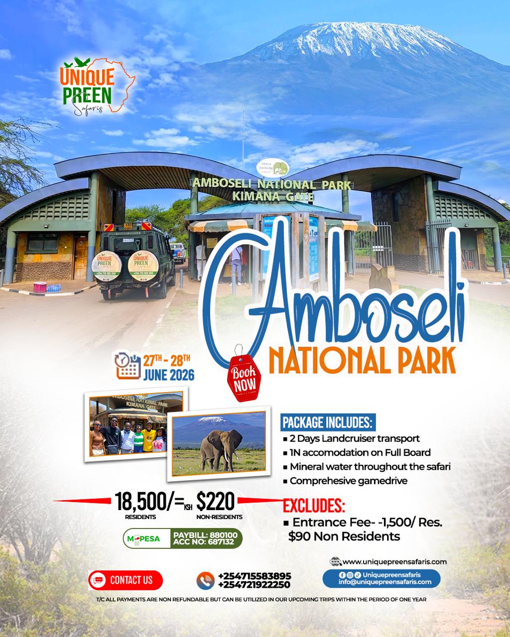 2 Days 1 Night Amboseli National Park